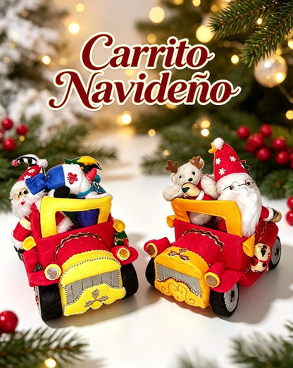 Carrito Navideño artesanal, foto real de los 2 modelos