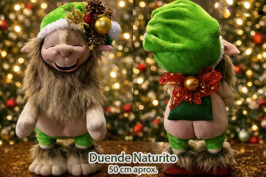 Duende Naturito verde (foto real, frente y espalda)