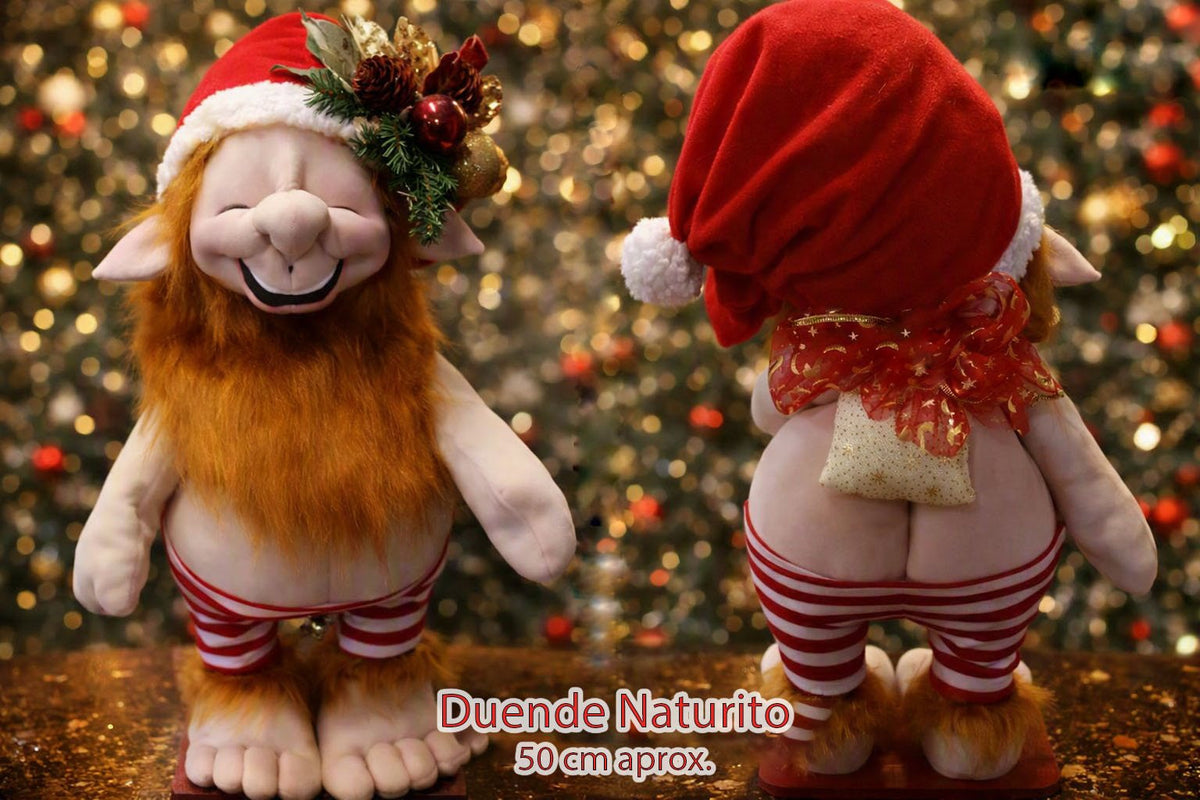 Duende Naturito rojo (foto real, frente y espalda)
