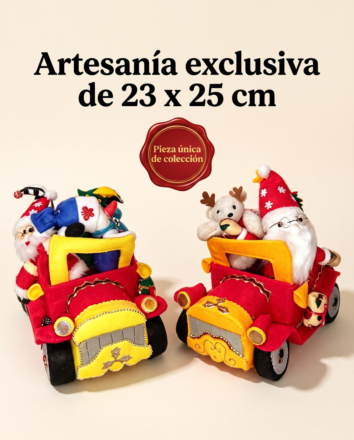 Carrito Navideño, artesanía exclusiva de 23 x 25 cm