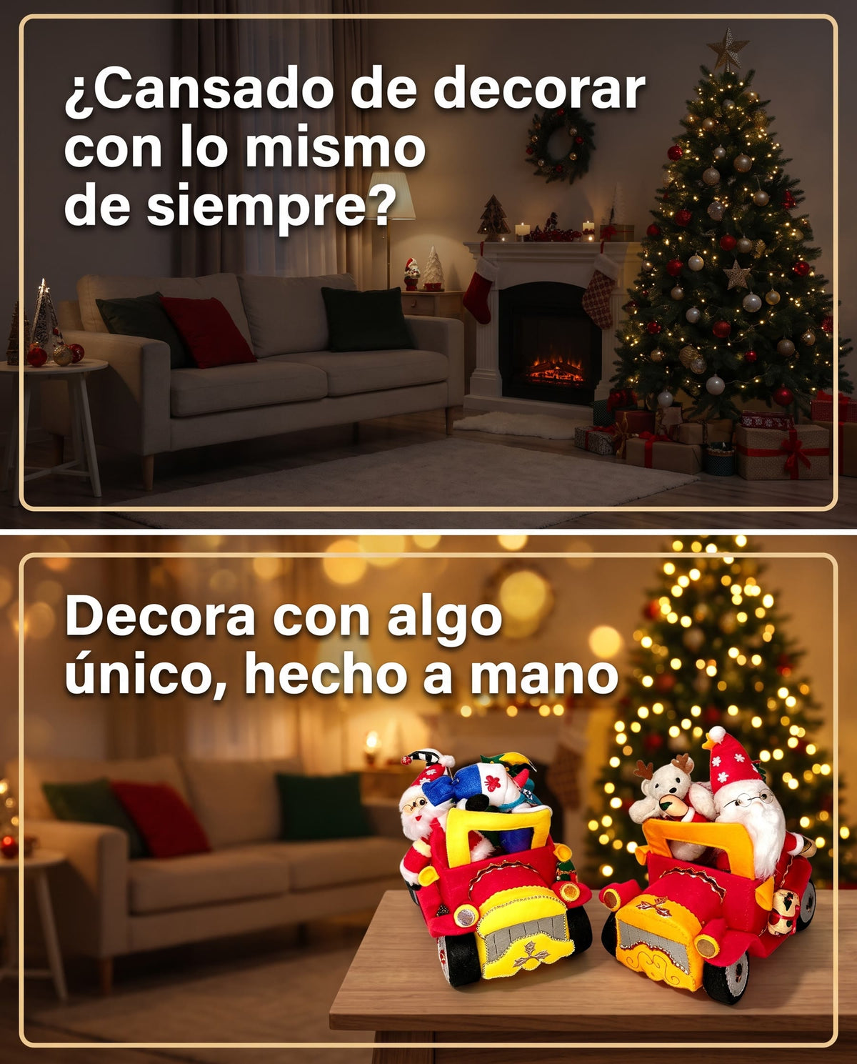 Decora con algo único: Carrito Navideño hecho a mano