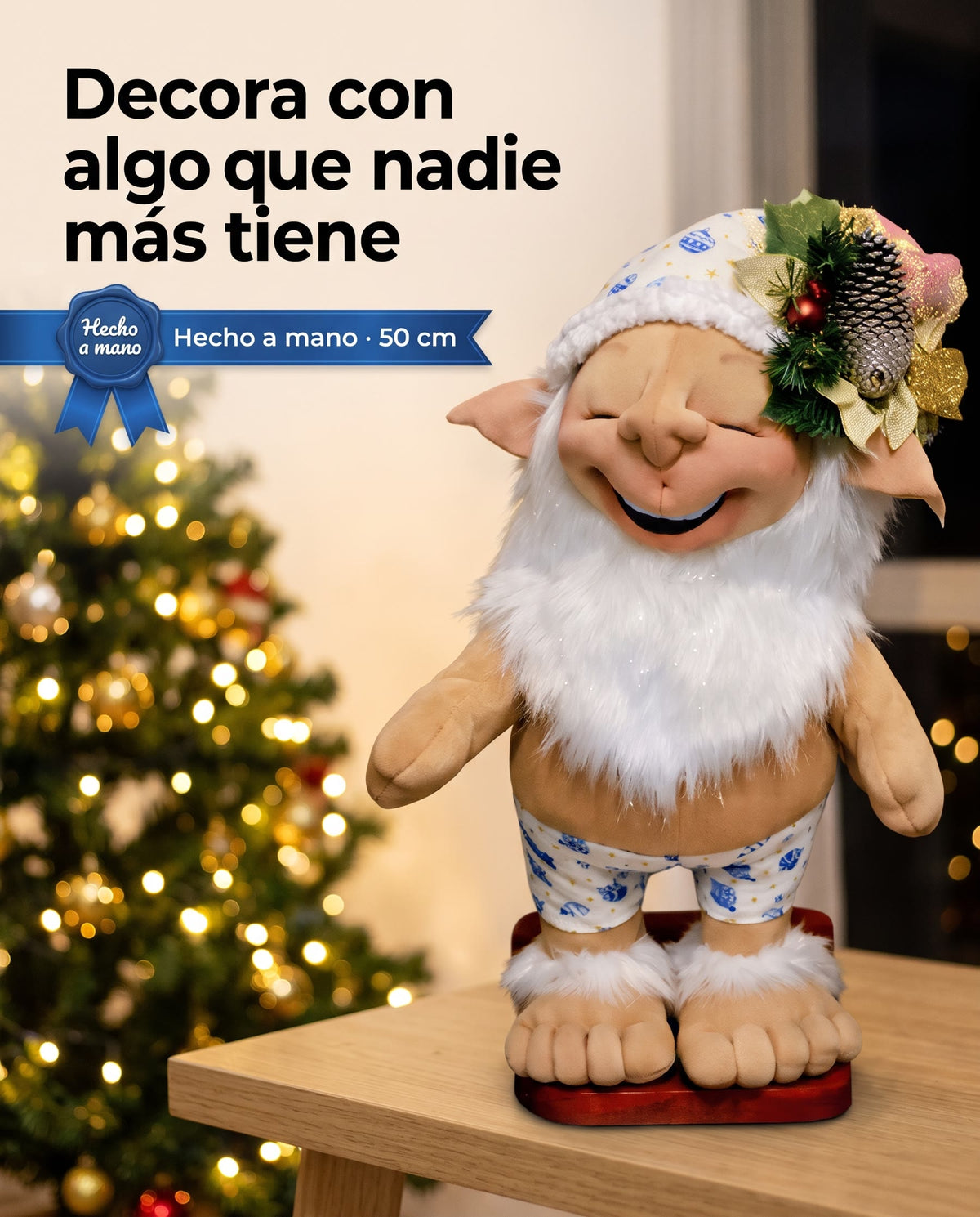 Duende Naturito azul, hecho a mano 50 cm