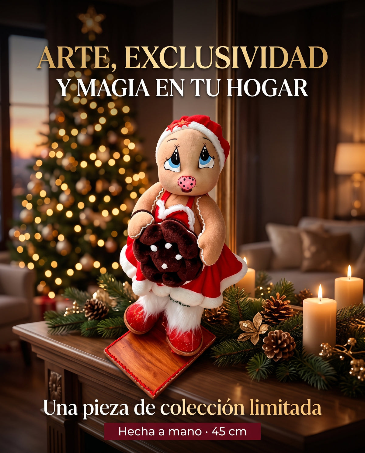 Galleta Navideña - Muñeca Artesanal Navideña 45cm, Edición Limitada