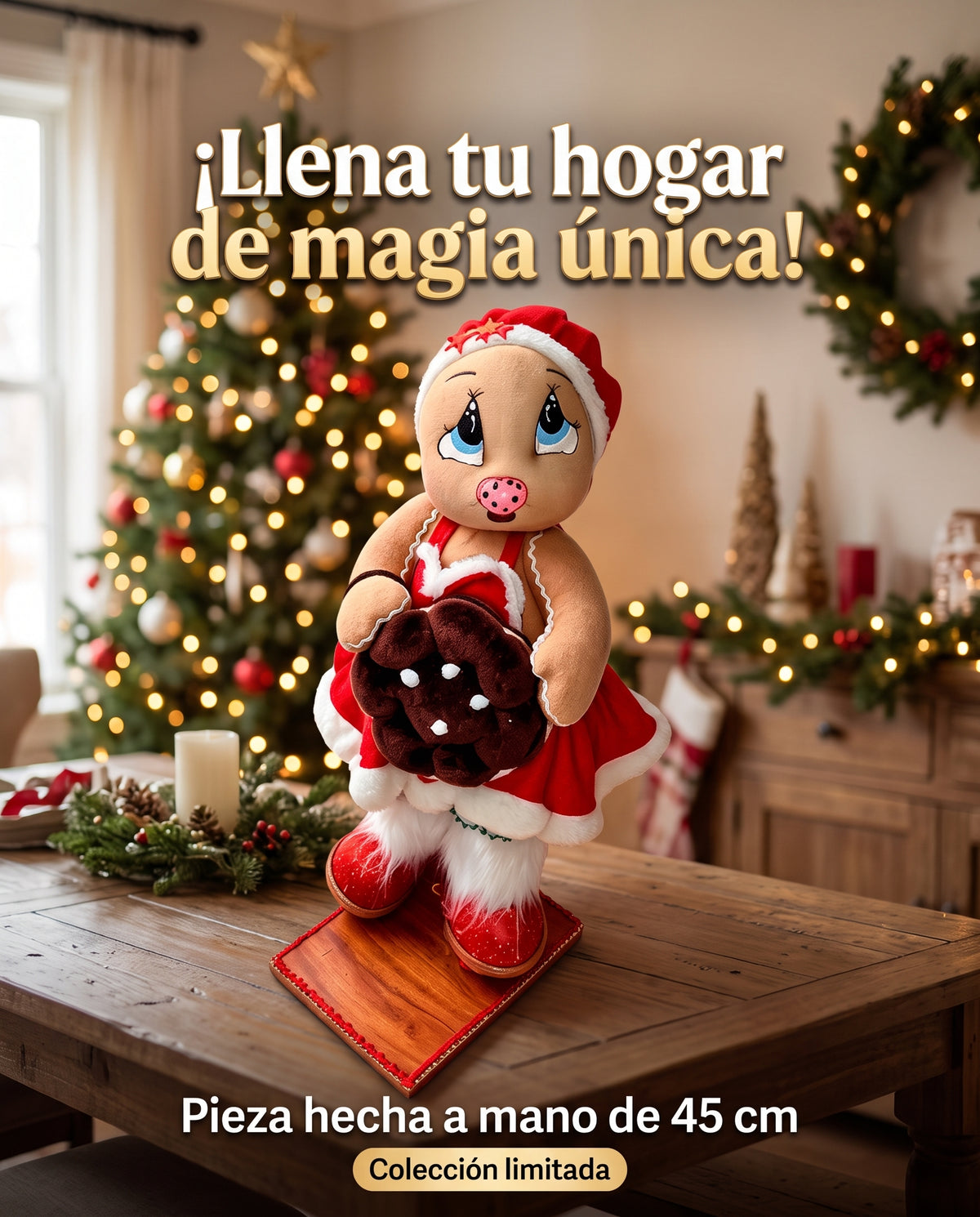 Galleta Navideña - Muñeca Artesanal Navideña 45cm, Edición Limitada