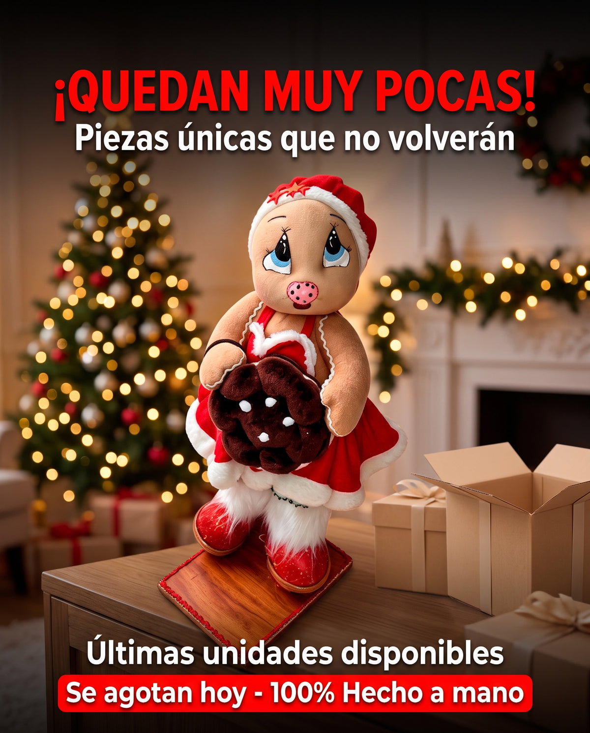 Galleta Navideña - Muñeca Artesanal Navideña 45cm, Edición Limitada