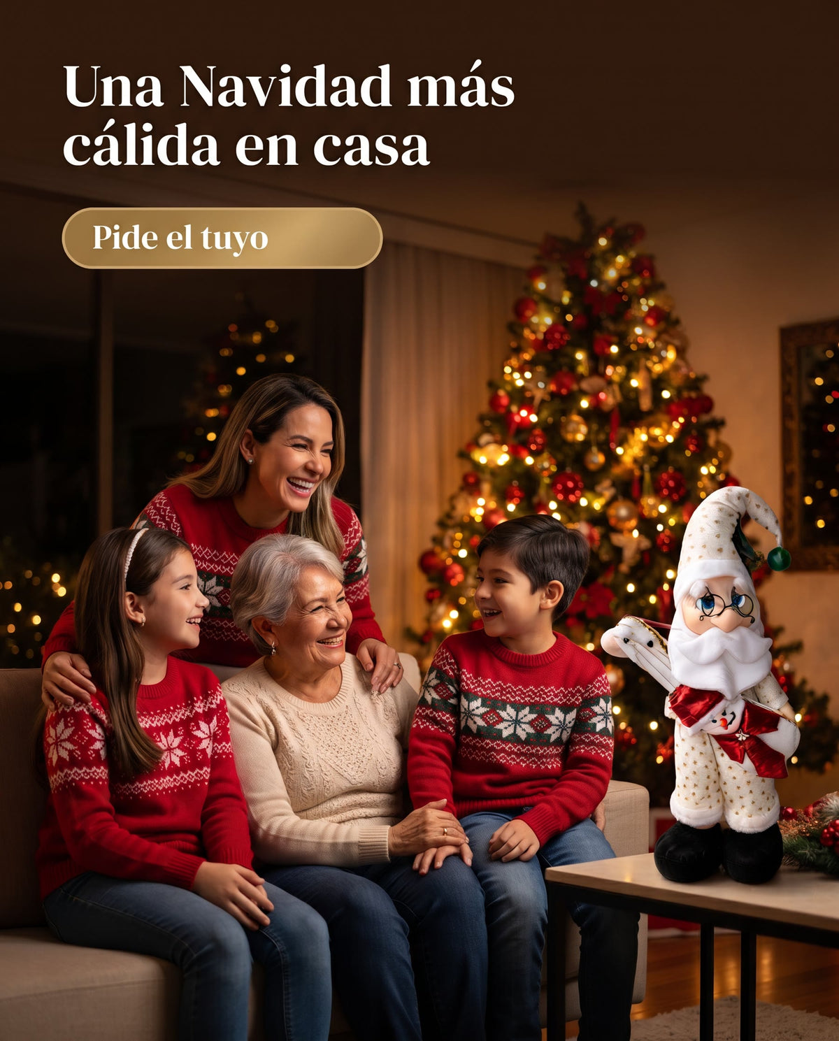 Familia con el Noel Bohemio en Navidad
