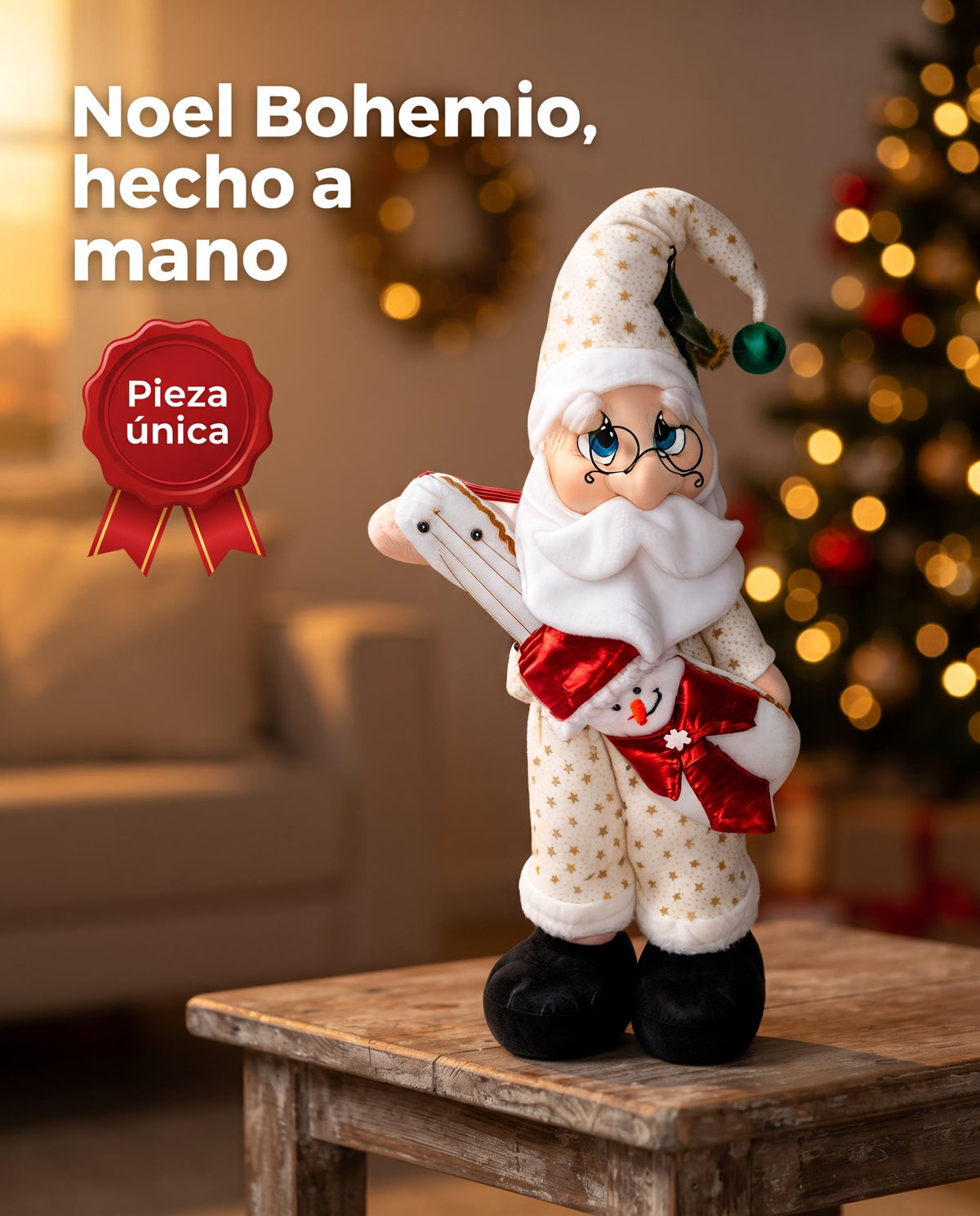 Noel Bohemio, Papá Noel artesanal de 75 cm hecho a mano