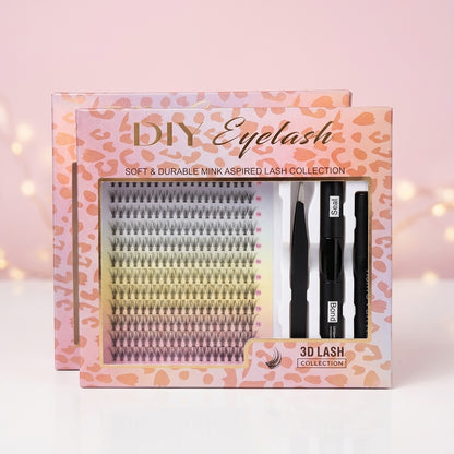 Kit de Pestañas DIY Cluster 3D - Efecto Mink, 4 Longitudes (10-16mm) con Pinza y Adhesivo
