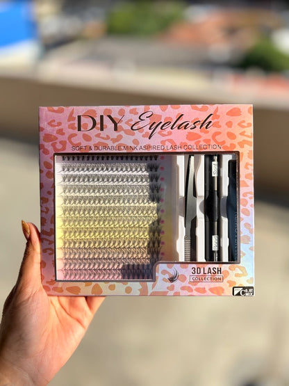 Kit de Pestañas DIY Cluster 3D - Efecto Mink, 4 Longitudes (10-16mm) con Pinza y Adhesivo