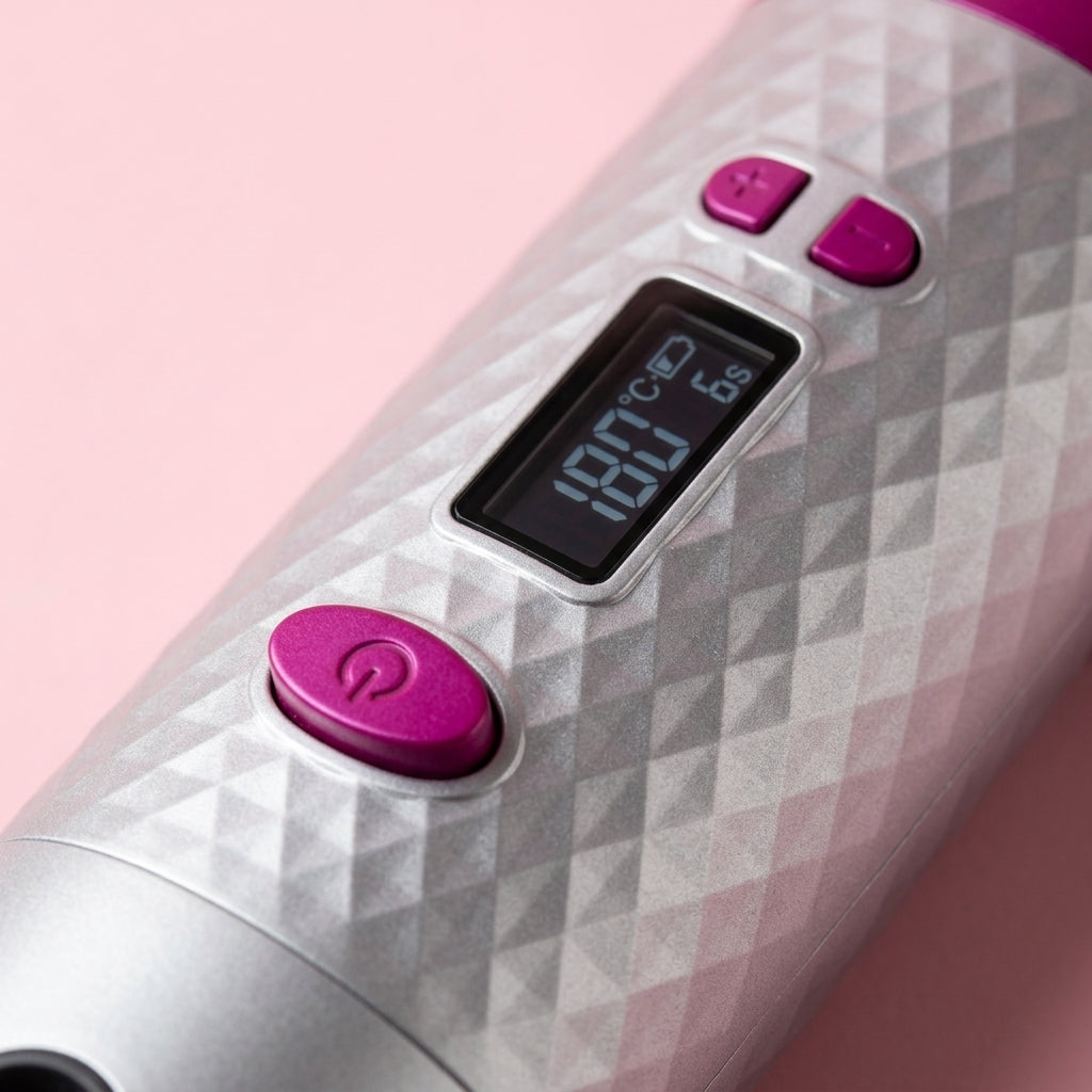 Rizadora Automática Inalámbrica Hg-007 - Cerámica y Turmalina, 6 Temperaturas y 6 Tiempos