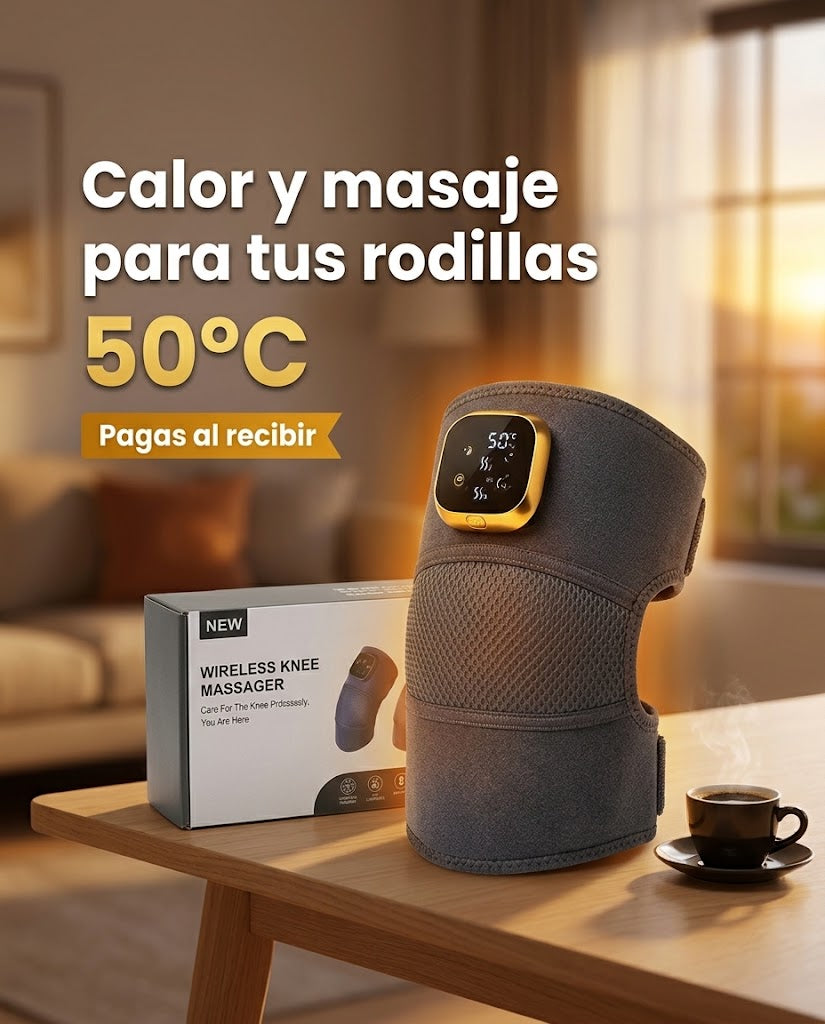 Masajeador de Rodilla Térmico Inalámbrico - Calor 50°C, Vibración y Recargable USB-C