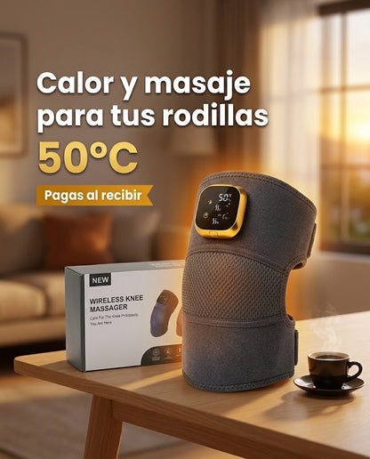 Masajeador de Rodilla Térmico Inalámbrico - Calor 50°C, Vibración y Recargable USB-C